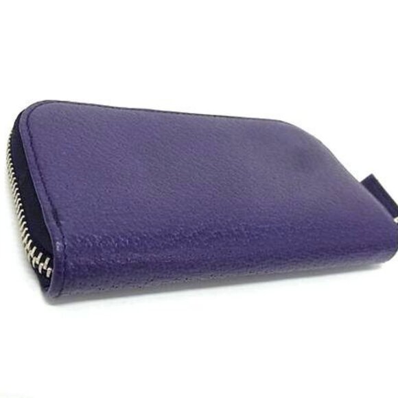 Prada Key Case Purple Leather Zip Around 6 Rows Silver - Picture 3 of 5